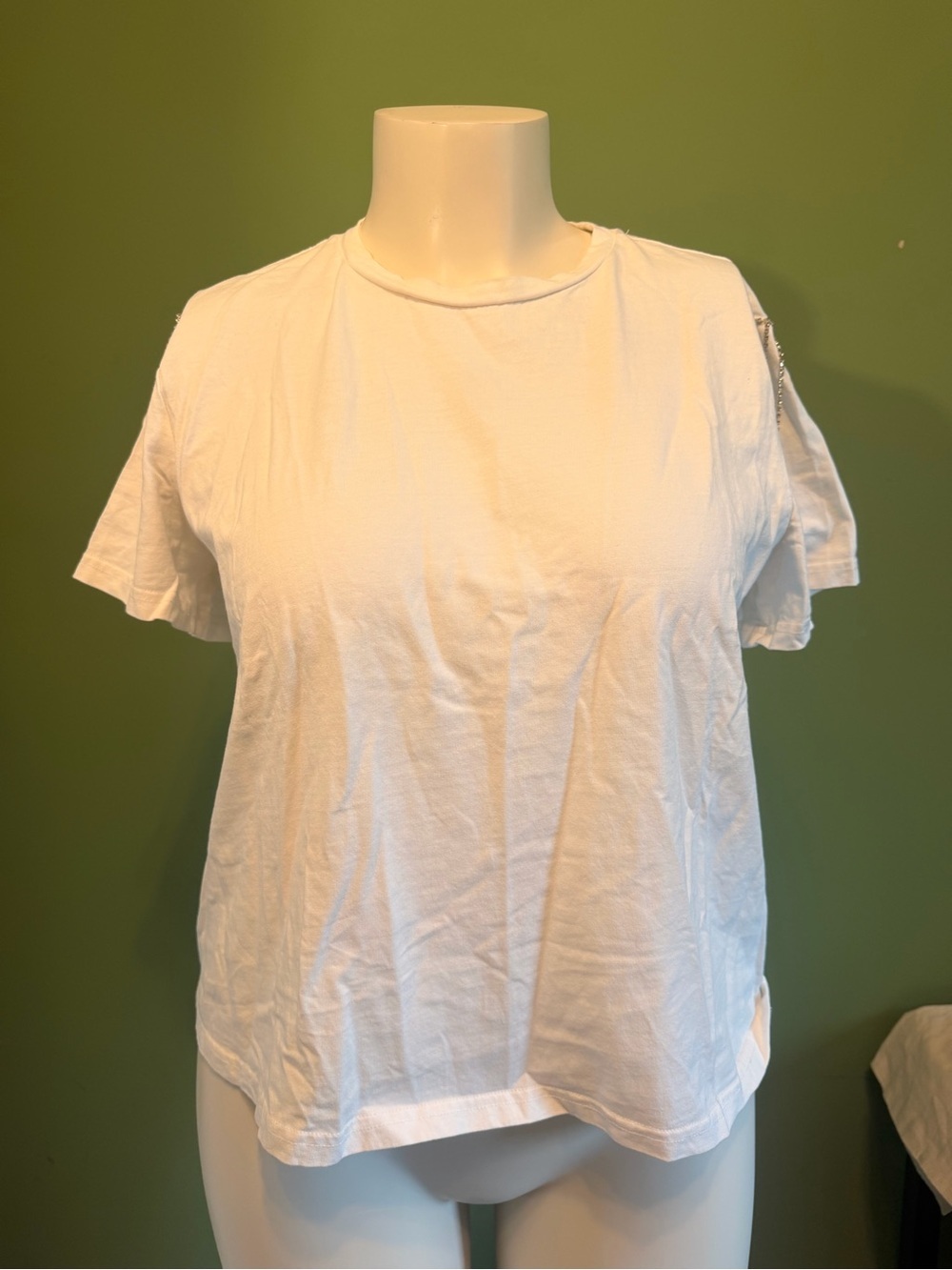 Gilli rhinestone fringe White Short Sleeve Crewneck Tee